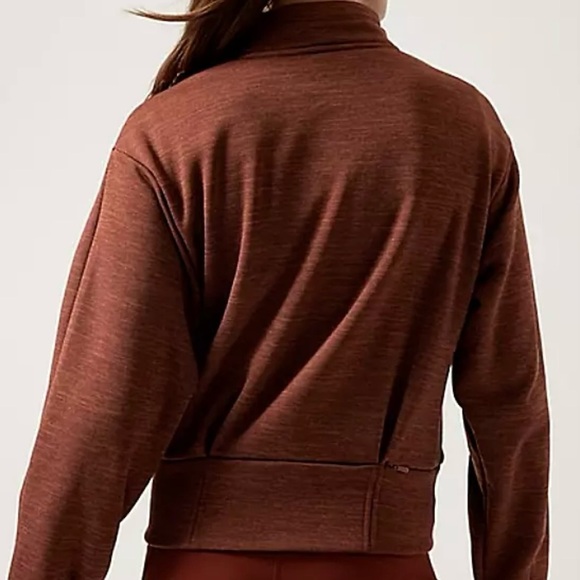 Athleta Half Zip Altitude Polartec Fleece Crop Mock Neck Sweatshirt Rust - Picture 6 of 15